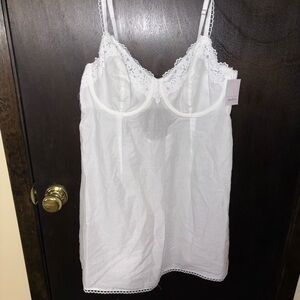 Elegant White Lace Trim Chemise